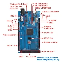 Keyestudio MEGA 2560 R3 Development Board ATMEGA2560-16AU Controller Board With TYPE-C Cable For Arduino - Image 3