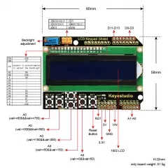 Keyestudio 1602LCD Keypad Shield For Arduino LCD Display ATMEGA2560 For Raspberry Pi UNO Blue Screen Blacklight Module - Image 6