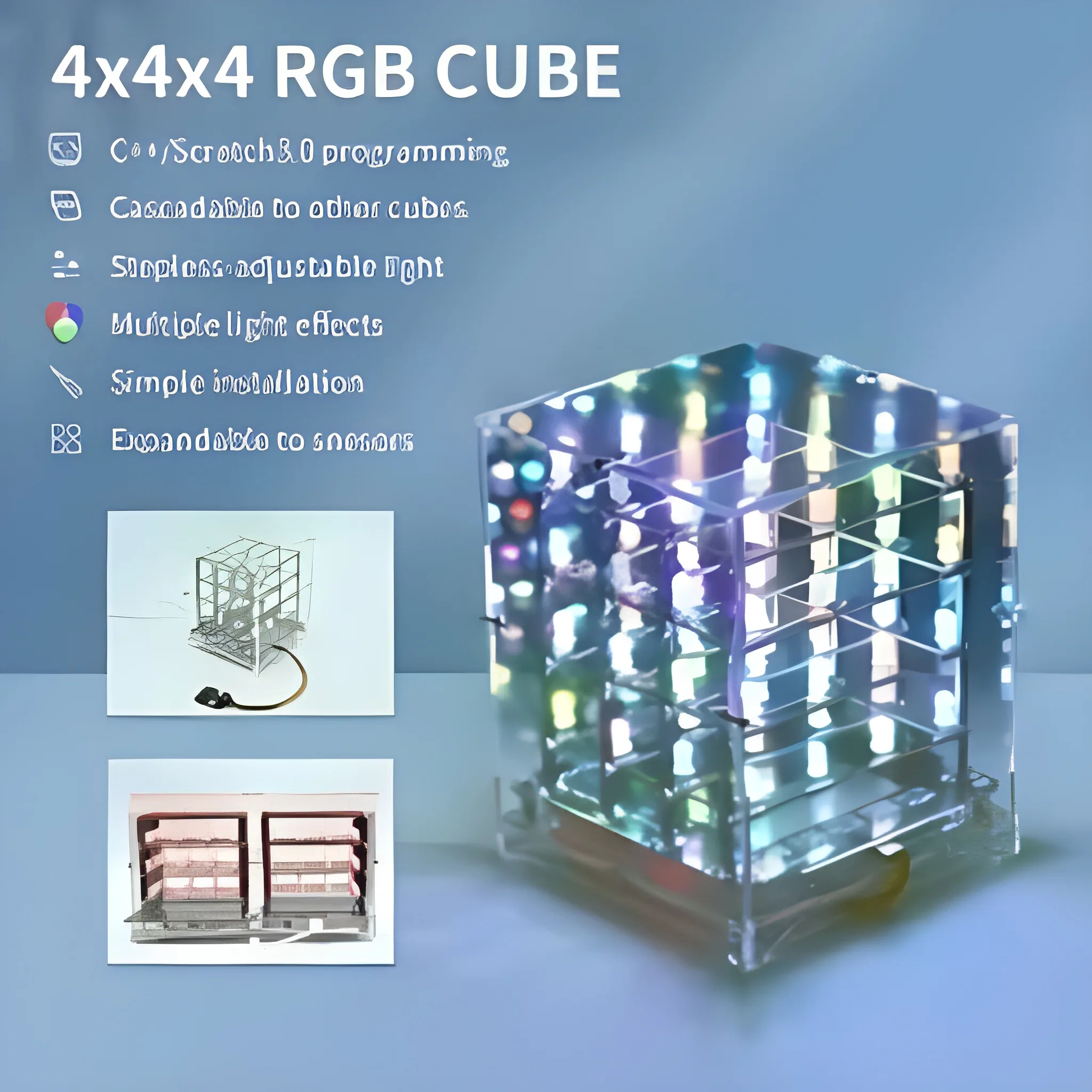 Keyestudio 4x4x4 RGB LED CUBE Electronic Kit For Arduino Starter Kit Voice control Support C++ /Scratch Programming - Image 14