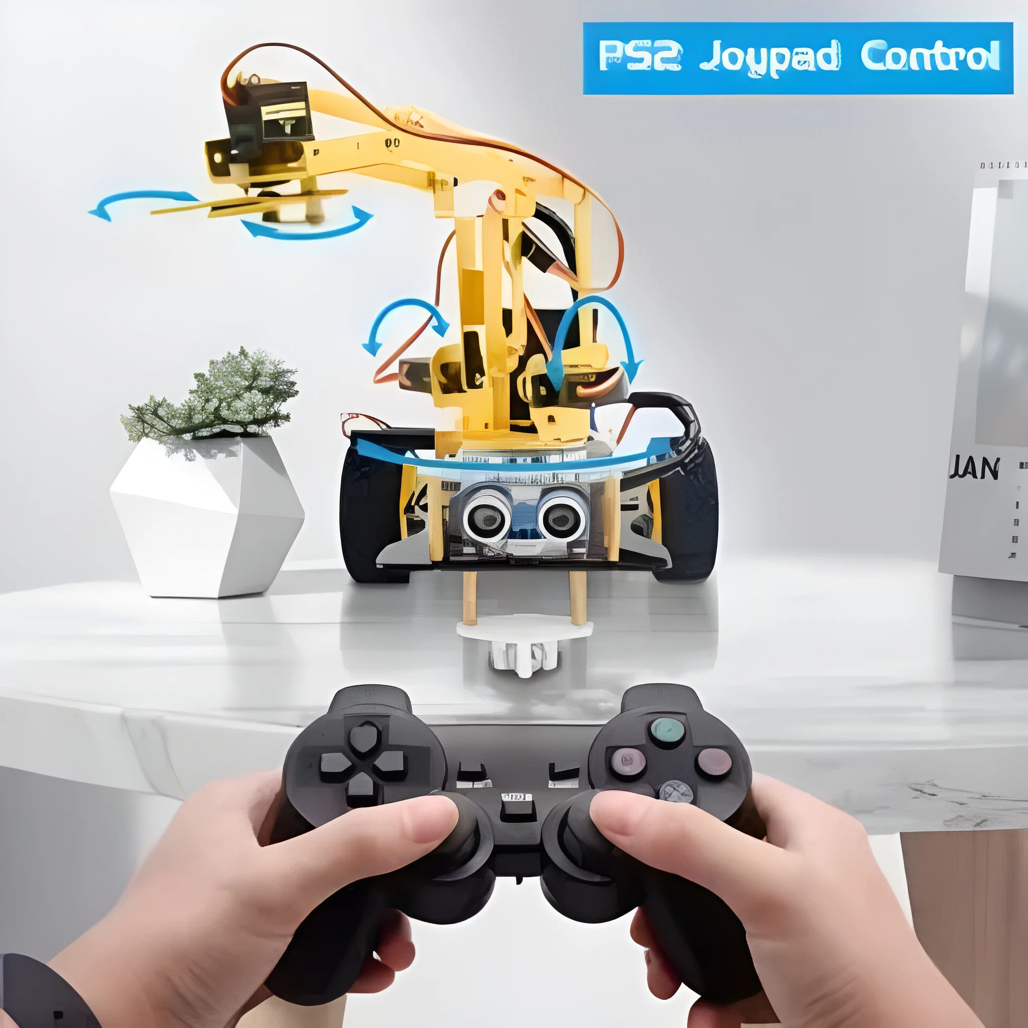 Keyestudio 4DOF Mechanical Arm Robot Car Learning Starter Kit W/PS2 Contoller for Arduino Robot/Support Android &IOS - Image 4