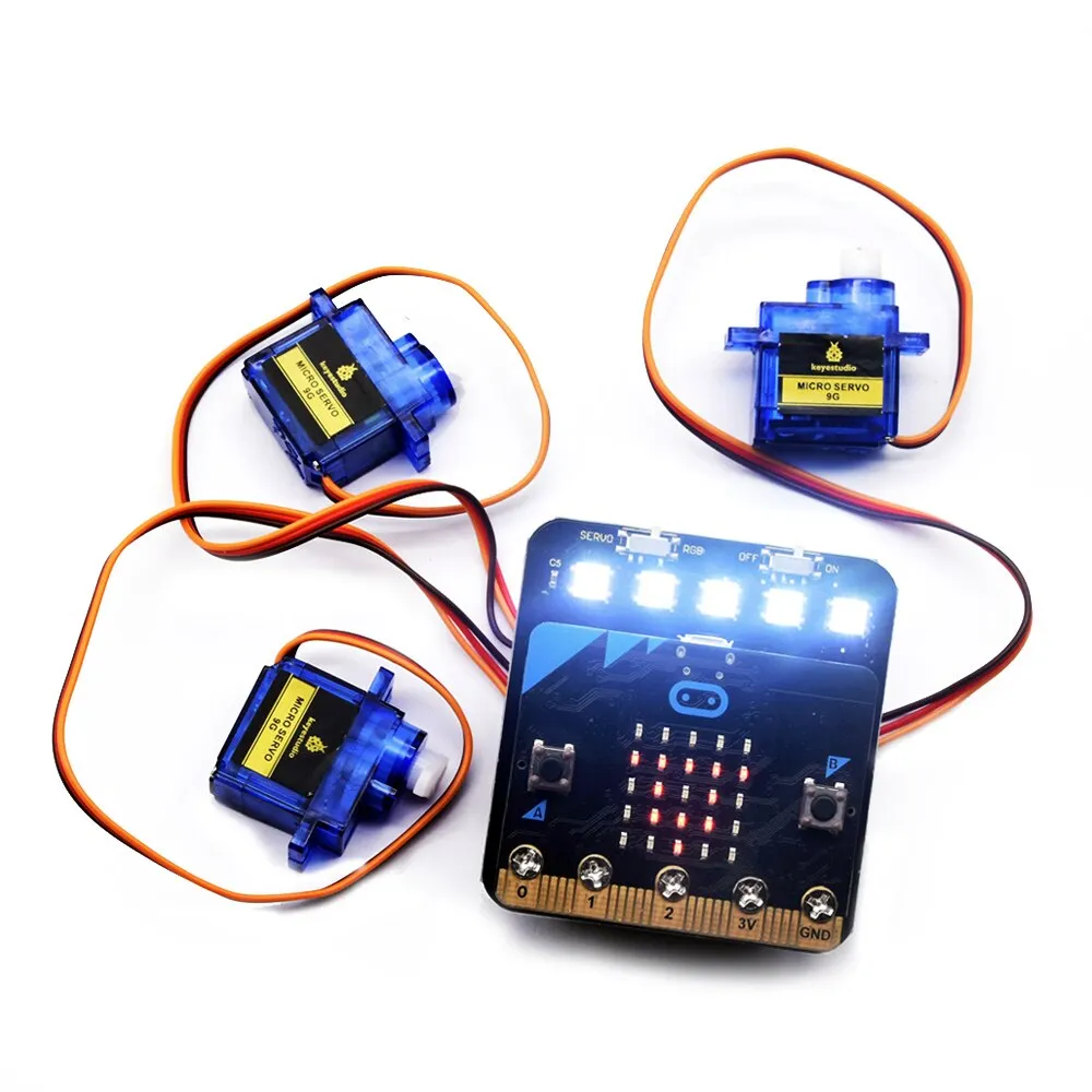 Keyestudio Micro bit Mini Servo Shield with Battery holder For Microbit Robot Car(No Micro bit Board) - Image 5