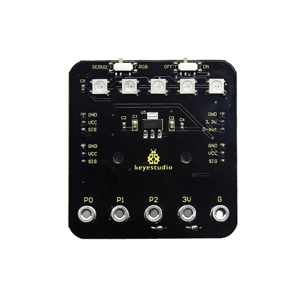 Keyestudio Micro bit Mini Servo Shield with Battery holder For Microbit Robot Car(No Micro bit Board) - Image 2